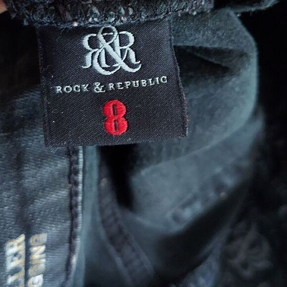 Women's Rock & Republic Black Wash High Roller High-Waisted Skinny Jeans Size 8 - Picture 8 of 11